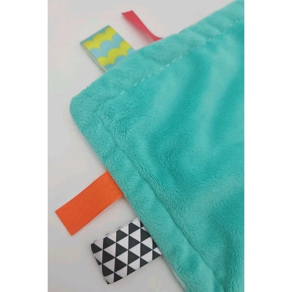 Bright Starts TAGGIES Lovey Security Baby Blanket Plush Checks Tags 11